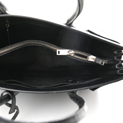 Saint Laurent Calfskin Crocodile Embossed Large Sac De Jour Carryall Black 5 of 9