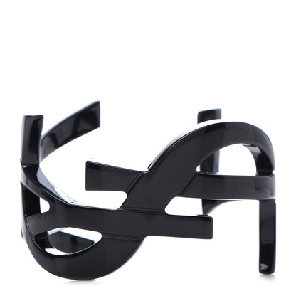 Saint Laurent Brass Monogram Medium Cuff Bracelet Black 1 of 4
