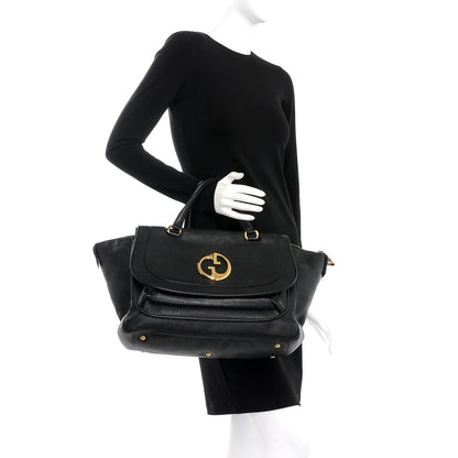Gucci Pebbled Calfskin Medium 1973 Top Handle Satchel Black 2 of 19