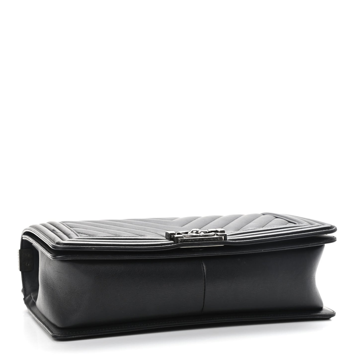 Calfskin Chevron Quilted Medium Boy Flap Black