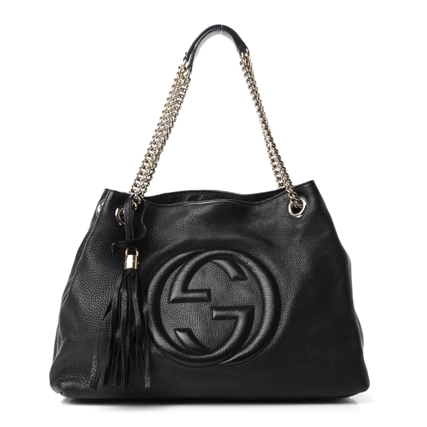 Gucci Pebbled Calfskin Medium Soho Chain Shoulder Bag Black 1 of 12