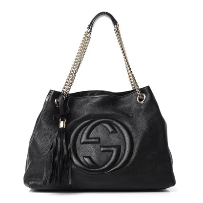 Gucci Pebbled Calfskin Medium Soho Chain Shoulder Bag Black 1 of 12
