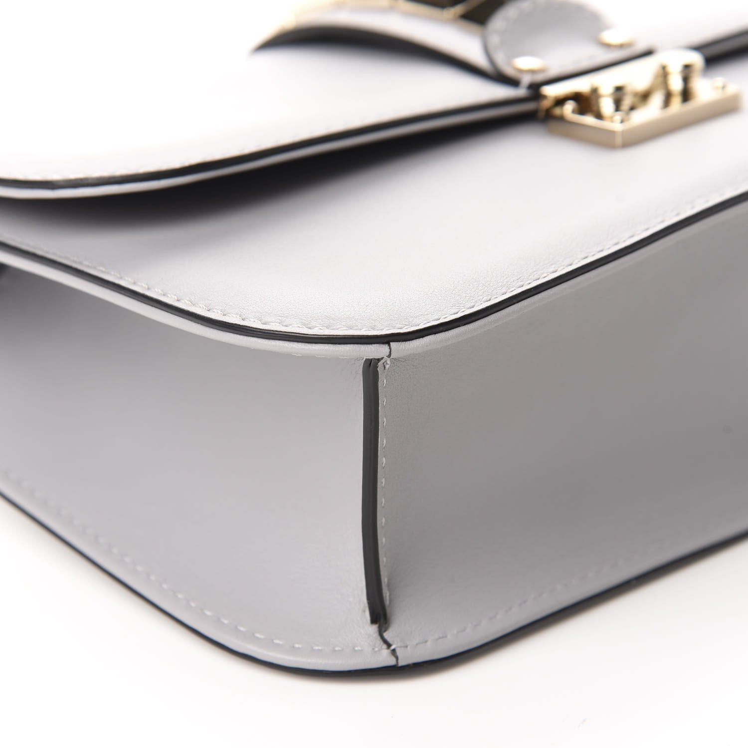Valentino Garavani Vitello Medium Glam Lock Rockstud Flap Pastel Grey 6 of 9