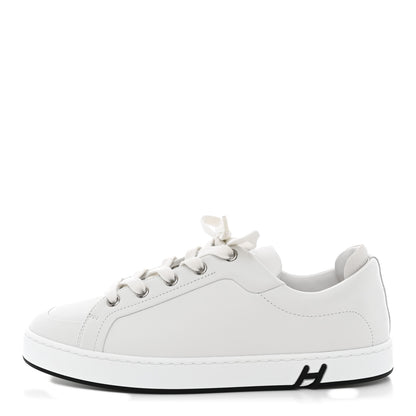 Hermes Calfskin Suede Goatskin Mens Kid Sneakers 37 White 1 of 9