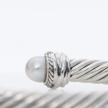 David Yurman Sterling Silver Diamond Pearl 7mm Cable Classics Bracelet 4 of 6