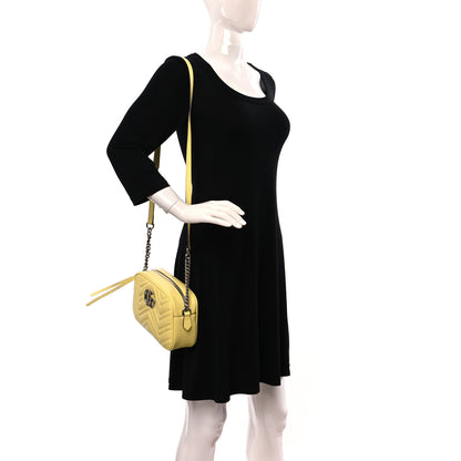 Gucci Calfskin Matelasse Small GG Marmont Chain Shoulder Bag Banana 2 of 9