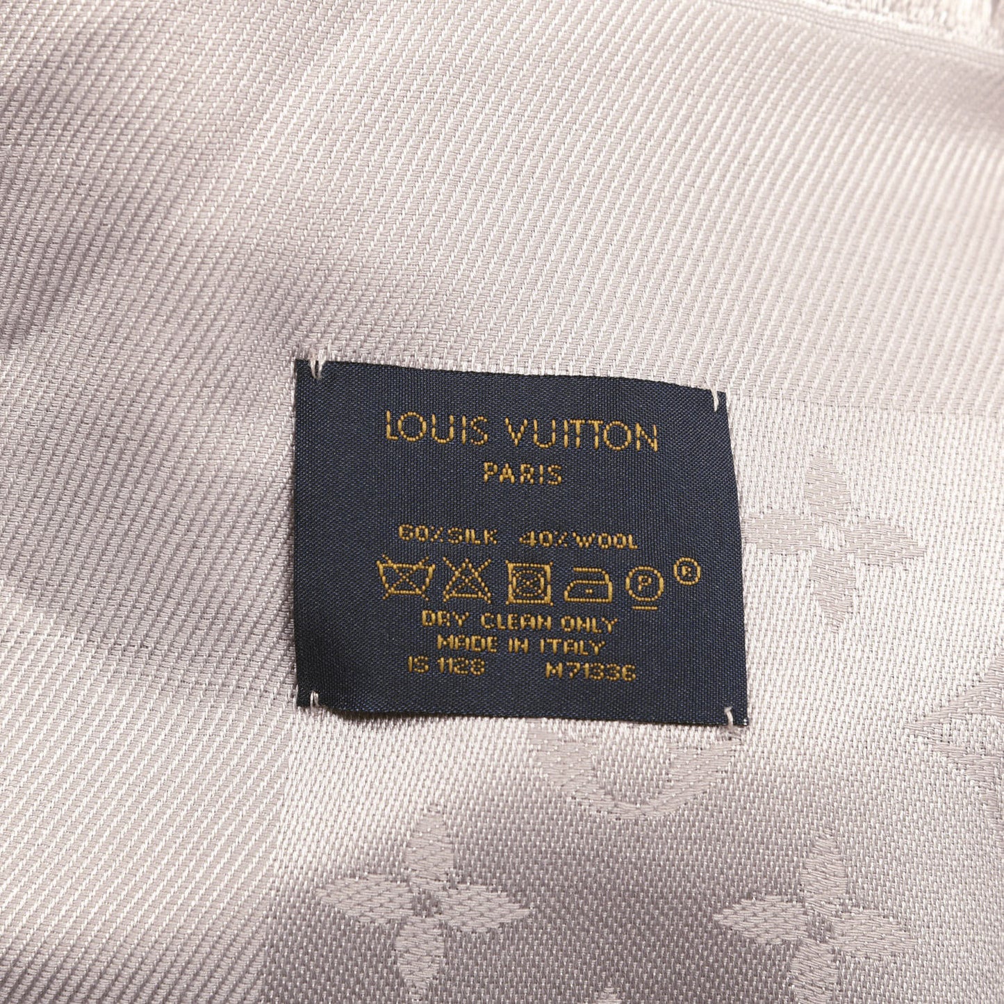 Silk Wool Monogram Shawl Greige