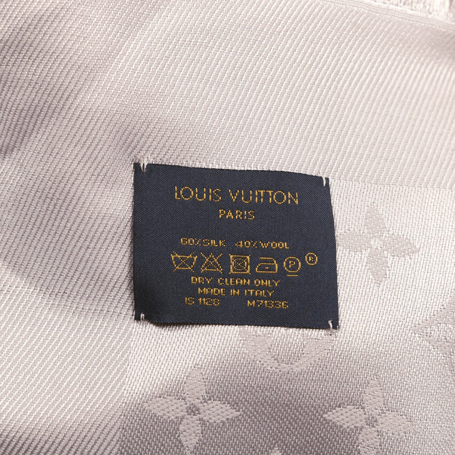 Louis Vuitton Silk Wool Monogram Shawl Greige 2 of 3