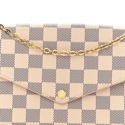 Louis Vuitton Damier Azur Pochette Felicie Chain Wallet Rose Ballerine 8 of 10
