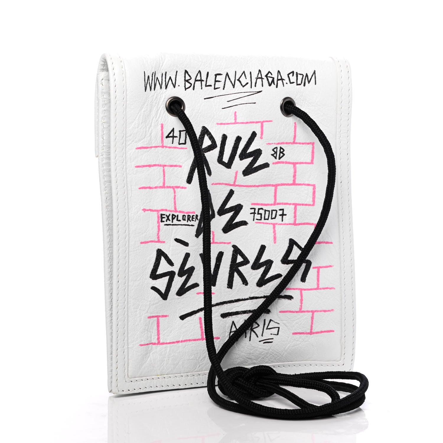Balenciaga Agneau Arena Graffiti All Over Small Explorer Pouch with Strap White Multicolor 2 of 4