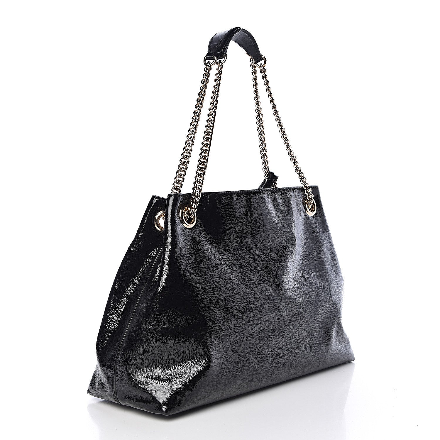 Gucci Patent Medium Soho Chain Shoulder Bag Black 3 of 10