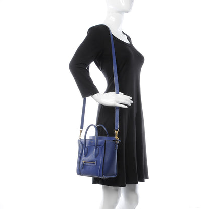 Celine Drummed Calfskin Nano Luggage Indigo 2 of 19