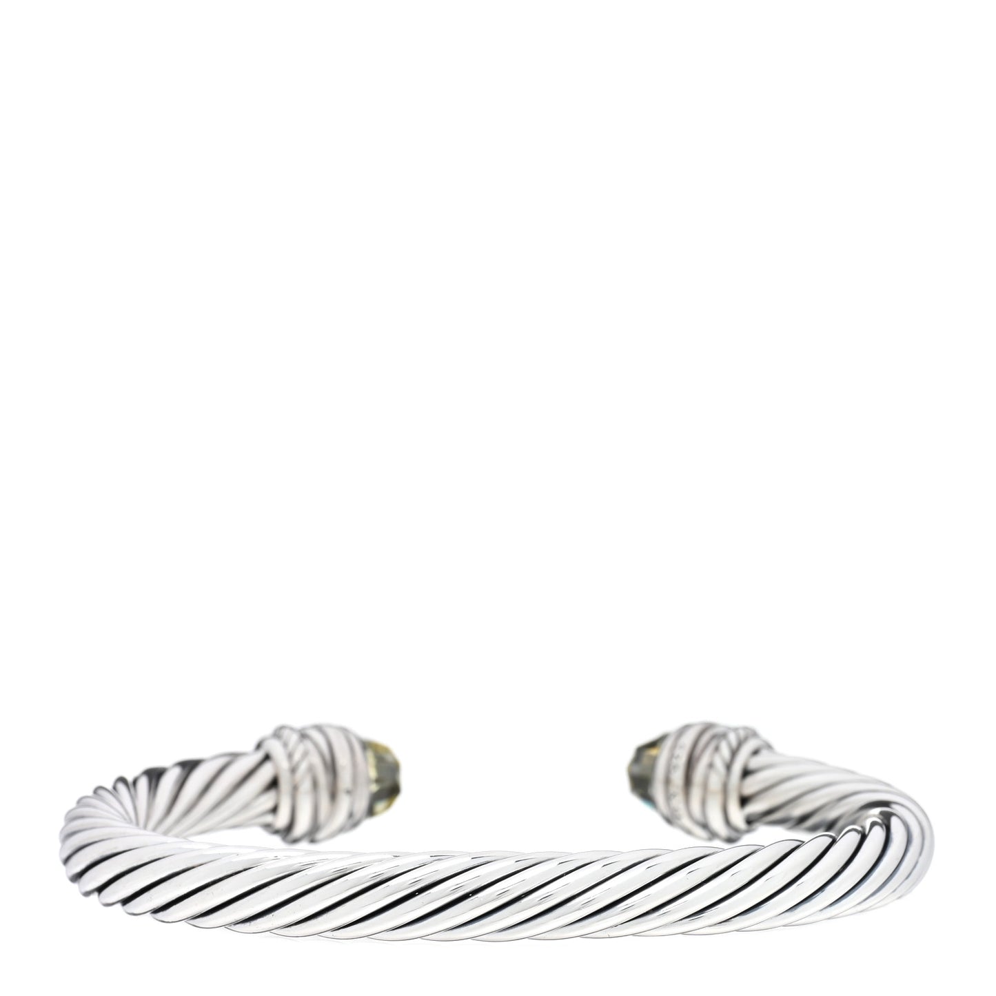 Sterling Silver Diamond Prasiolite 7mm Cable Classics Crossover Bracelet