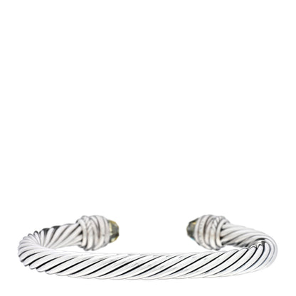 David Yurman Sterling Silver Diamond Prasiolite 7mm Cable Classics Crossover Bracelet 2 of 3