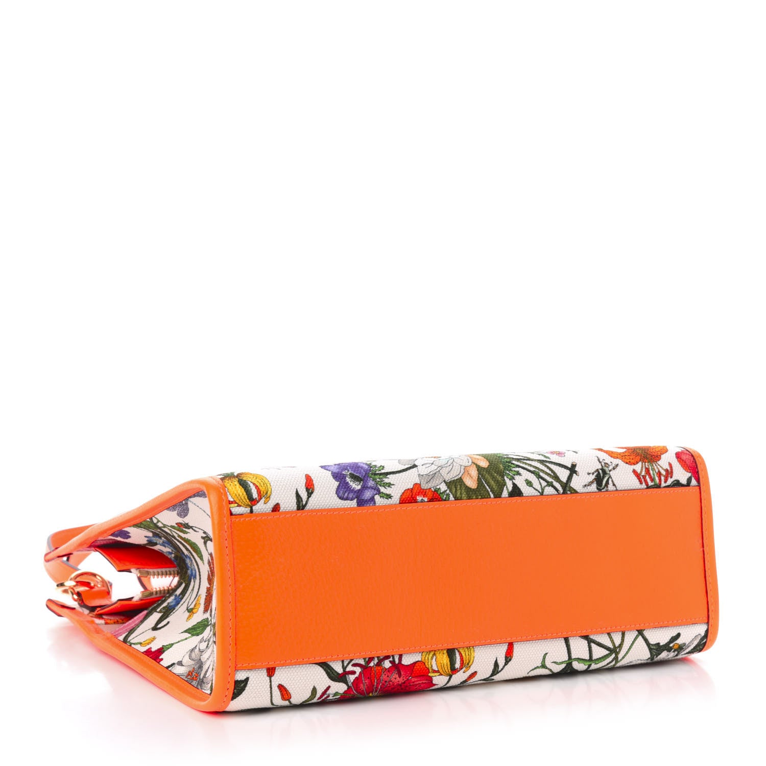 Gucci Canvas Medium Flora Tote White Multicolor Orange Fluo 4 of 10
