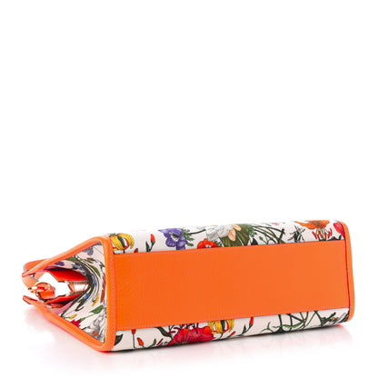 Gucci Canvas Medium Flora Tote White Multicolor Orange Fluo 4 of 10