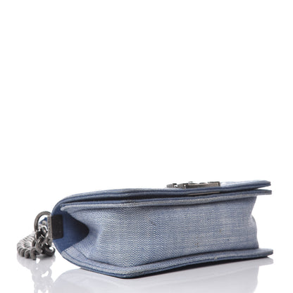 Chanel Denim Chevron Small Boy Flap Light Blue 4 of 13