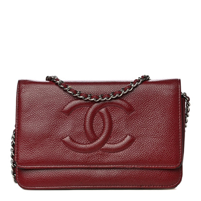 Chanel Caviar Timeless CC Wallet on Chain WOC Dark Red 1 of 18