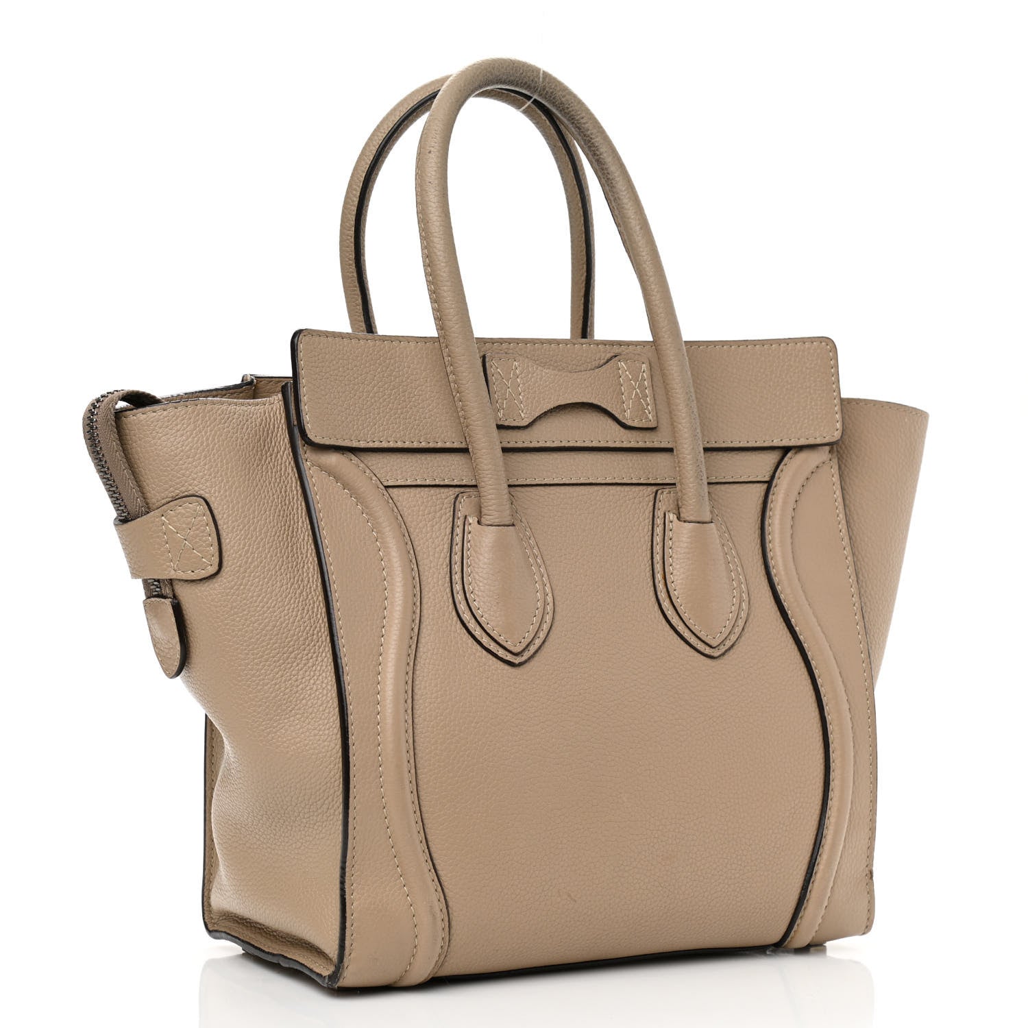 Celine Drummed Calfskin Micro Luggage Dune 3 of 13