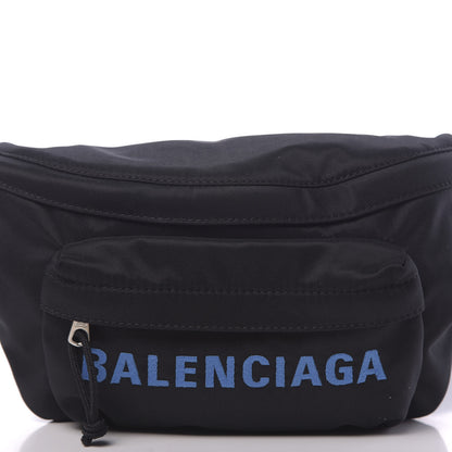 Balenciaga Recycled Sport Nylon Logo Embroidered Wheel Beltpack Black Blue 10 of 10