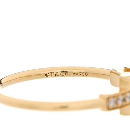 Tiffany 18K Yellow Gold Diamond T Wire Ring 54 7 4 of 5