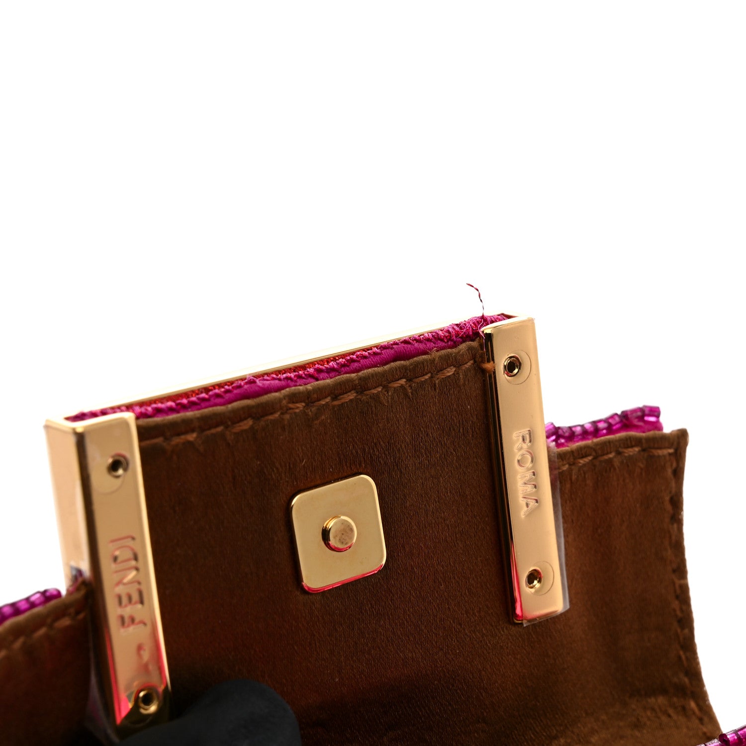 Fendi Sequin Paillettes Shiny Nappa Sex and the City Nano Maxi Buckle Baguette Charm Ciclamino Pilar 11 of 11