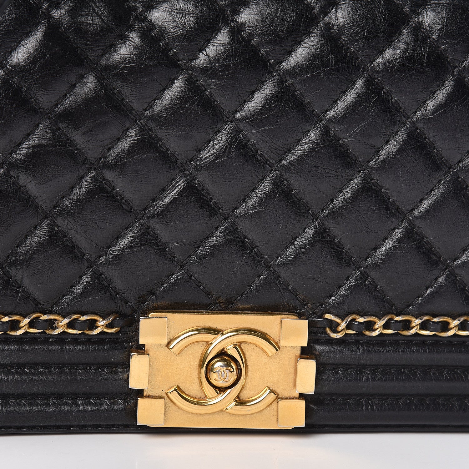 Chanel Aged Calfskin Quilted Medium Jacket Boy Flap Black 10 of 11