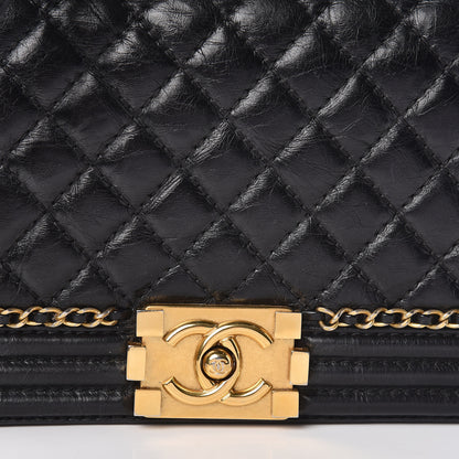 Chanel Aged Calfskin Quilted Medium Jacket Boy Flap Black 10 of 11