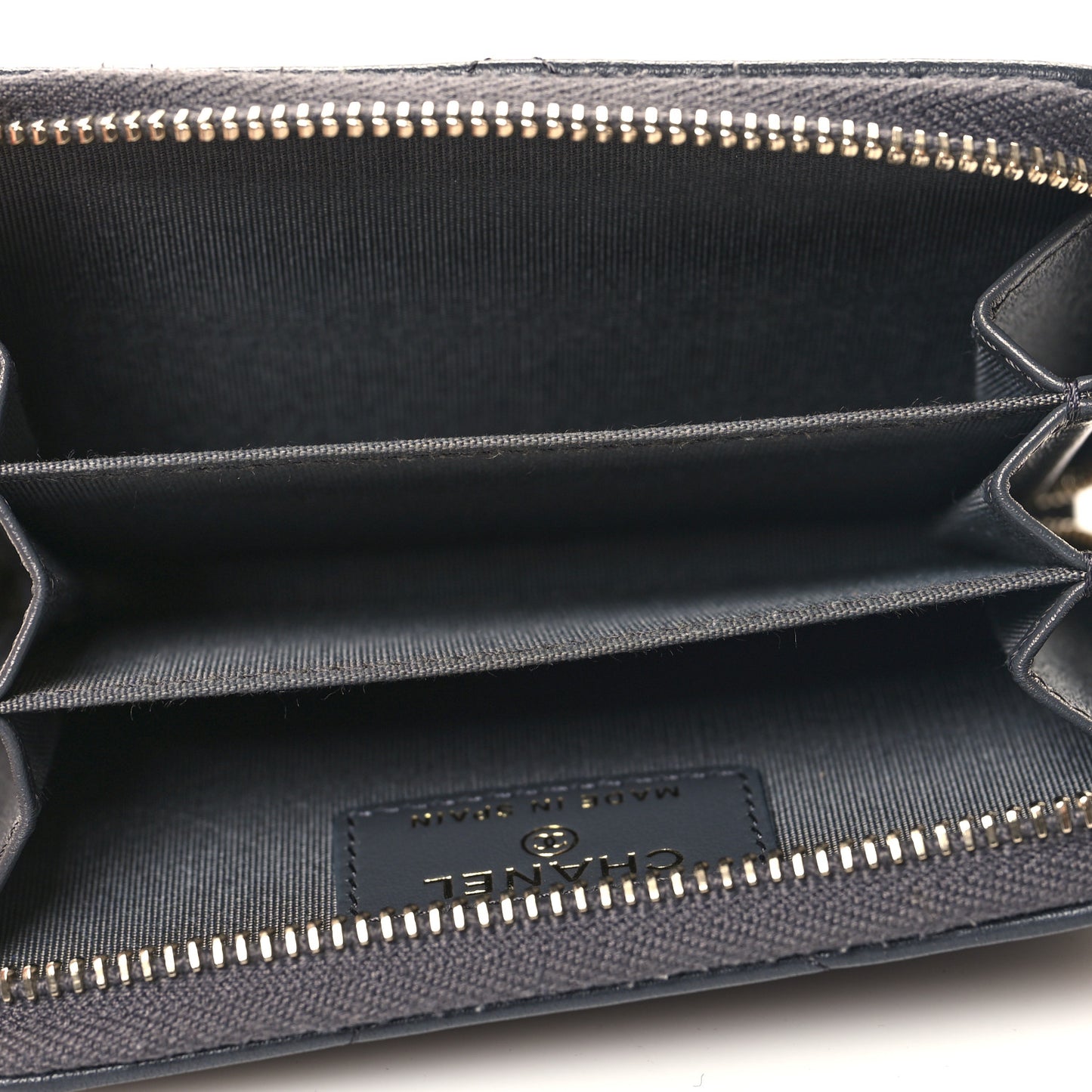 Lambskin Quilted Chanel 19 Zip Around Coin Purse Wallet Grey