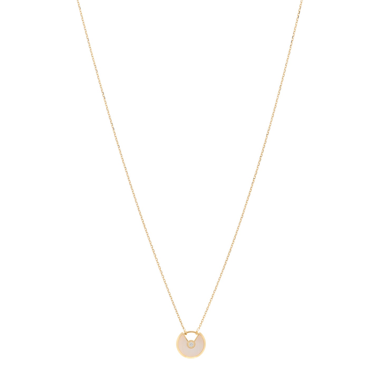 18K Yellow Gold Diamond Mother of Pearl XS Amulette de Cartier Pendant Necklace