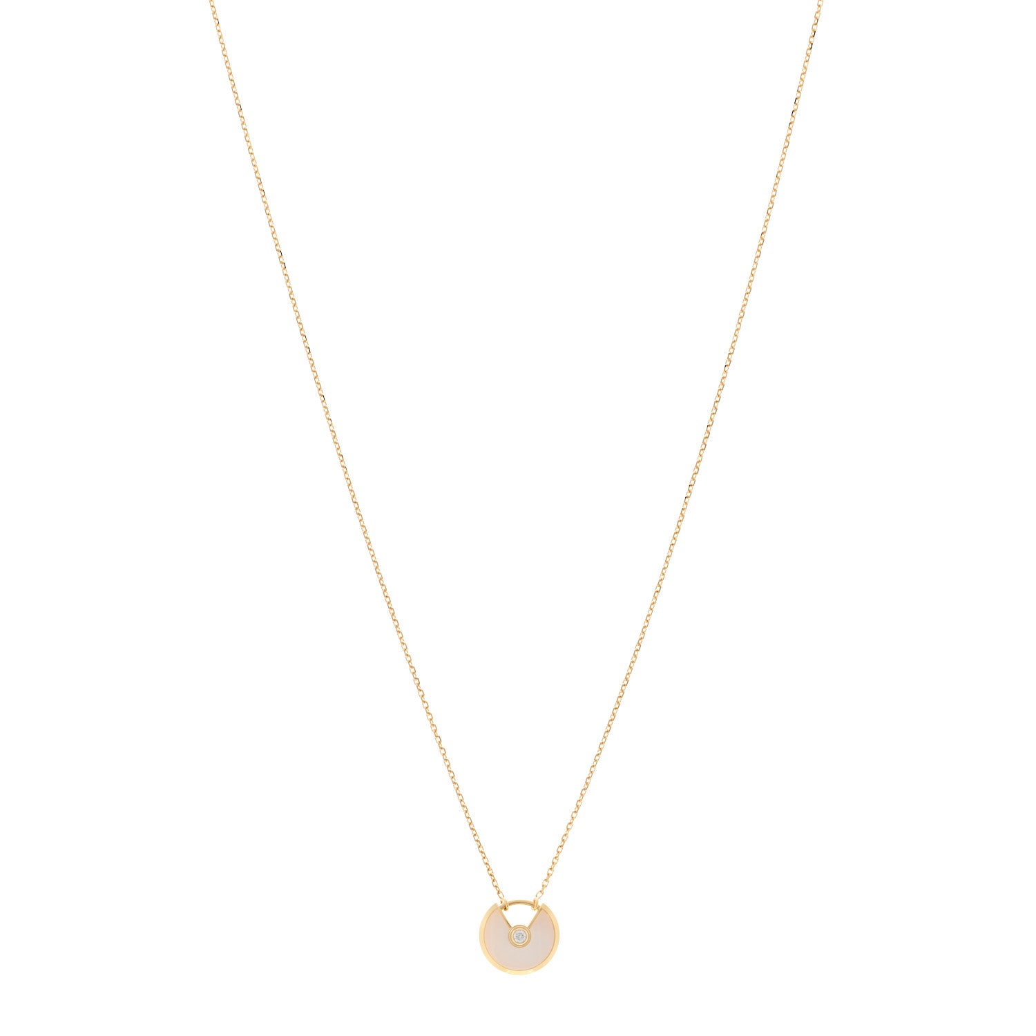Cartier 18K Yellow Gold Diamond Mother of Pearl XS Amulette de Cartier Pendant Necklace 1 of 4