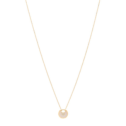 Cartier 18K Yellow Gold Diamond Mother of Pearl XS Amulette de Cartier Pendant Necklace 1 of 4