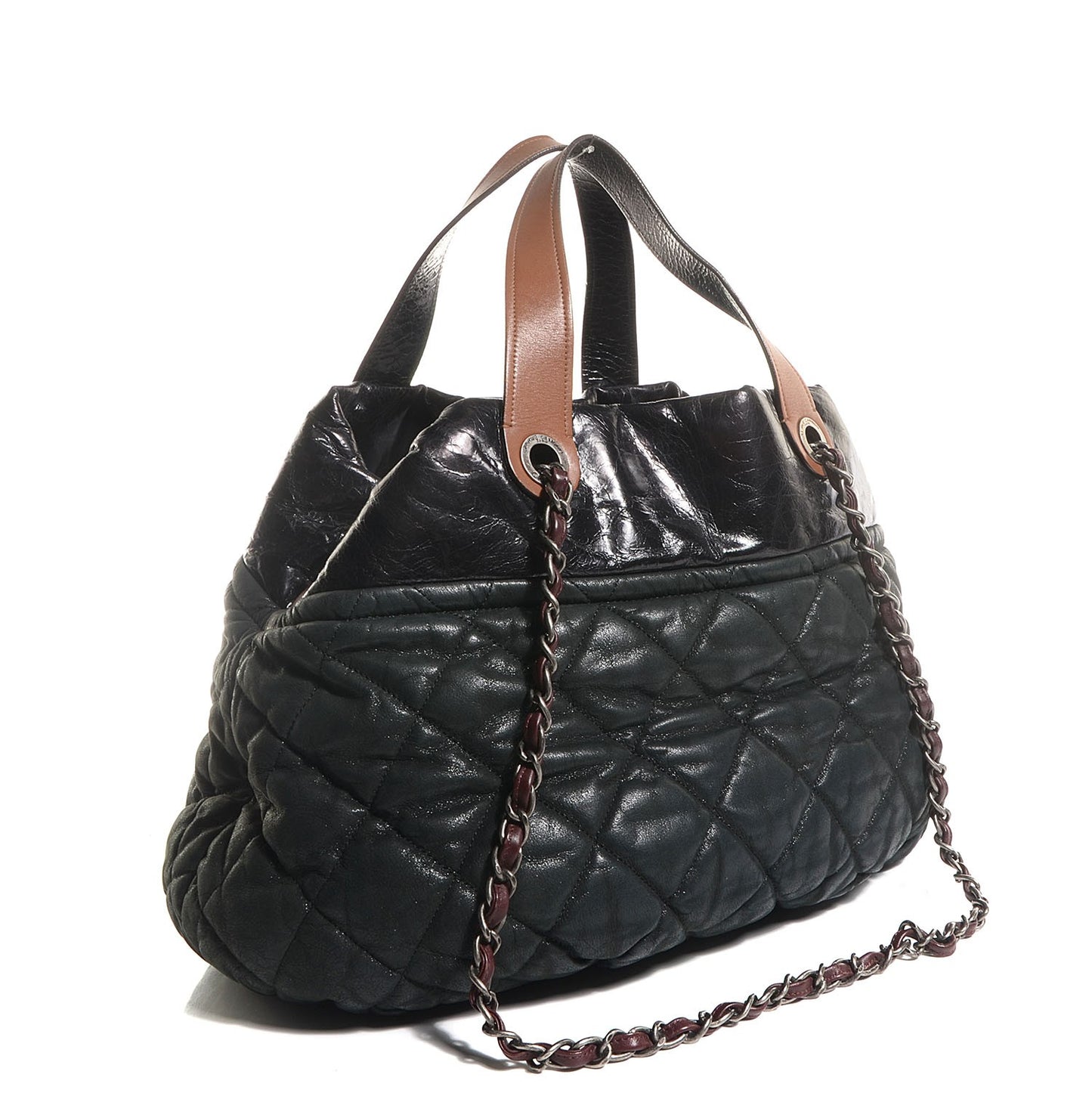 Iridescent Calfskin Large In The Mix Tote Black