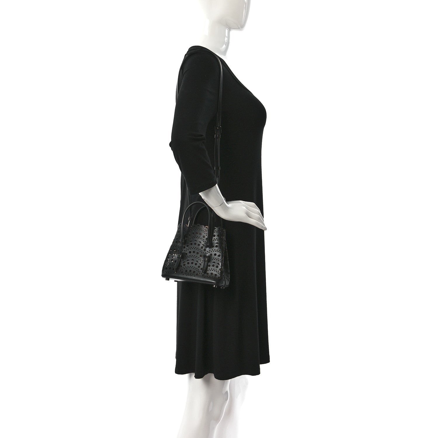 Alaia Calfskin Vienne Wave Mina 16 Bag Black 3 of 8