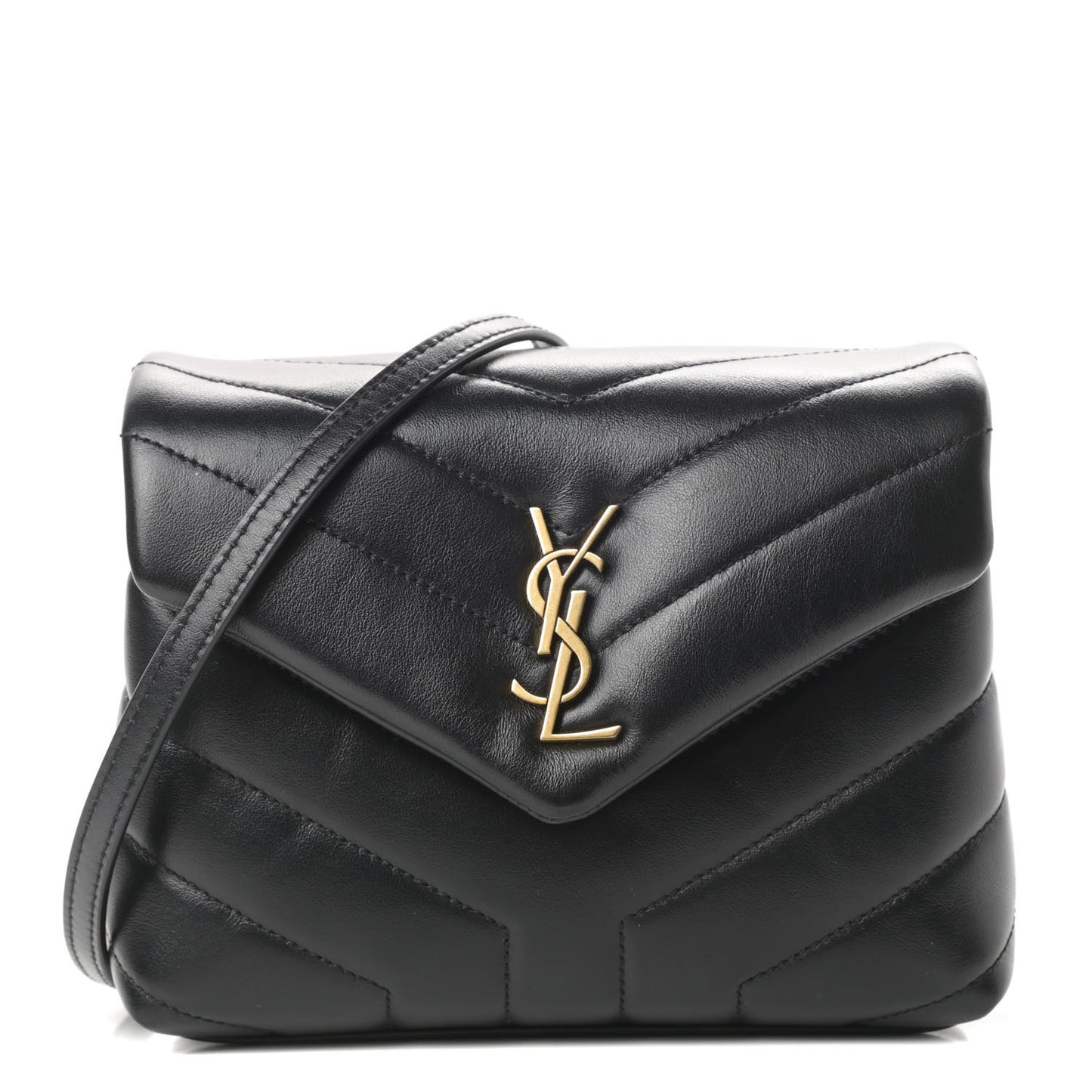 Calfskin Y Quilted Monogram Toy Loulou Crossbody Bag Black