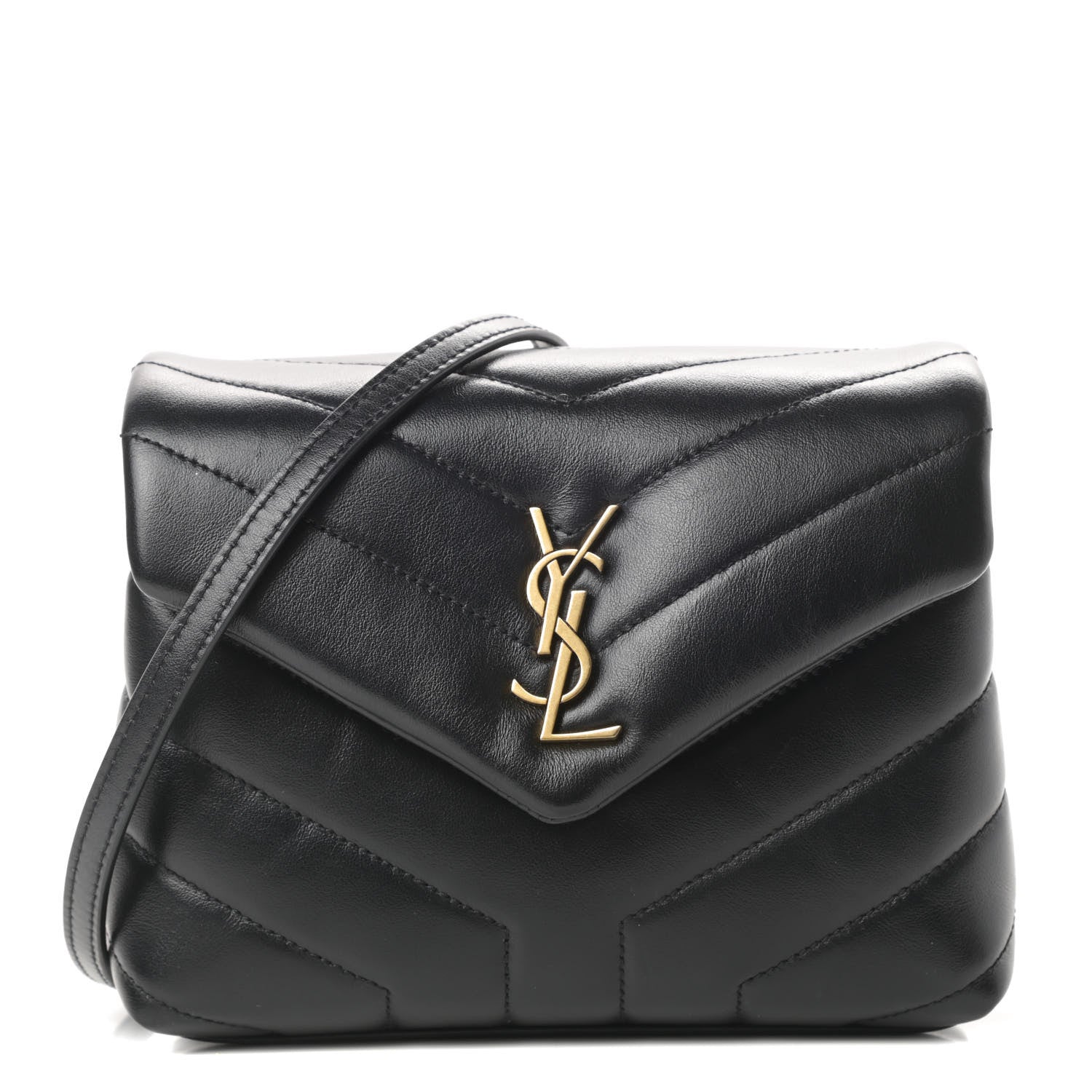 Saint Laurent Calfskin Y Quilted Monogram Toy Loulou Crossbody Bag Black 1 of 12