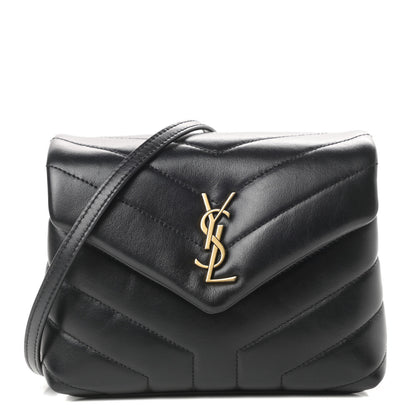 Saint Laurent Calfskin Y Quilted Monogram Toy Loulou Crossbody Bag Black 1 of 12