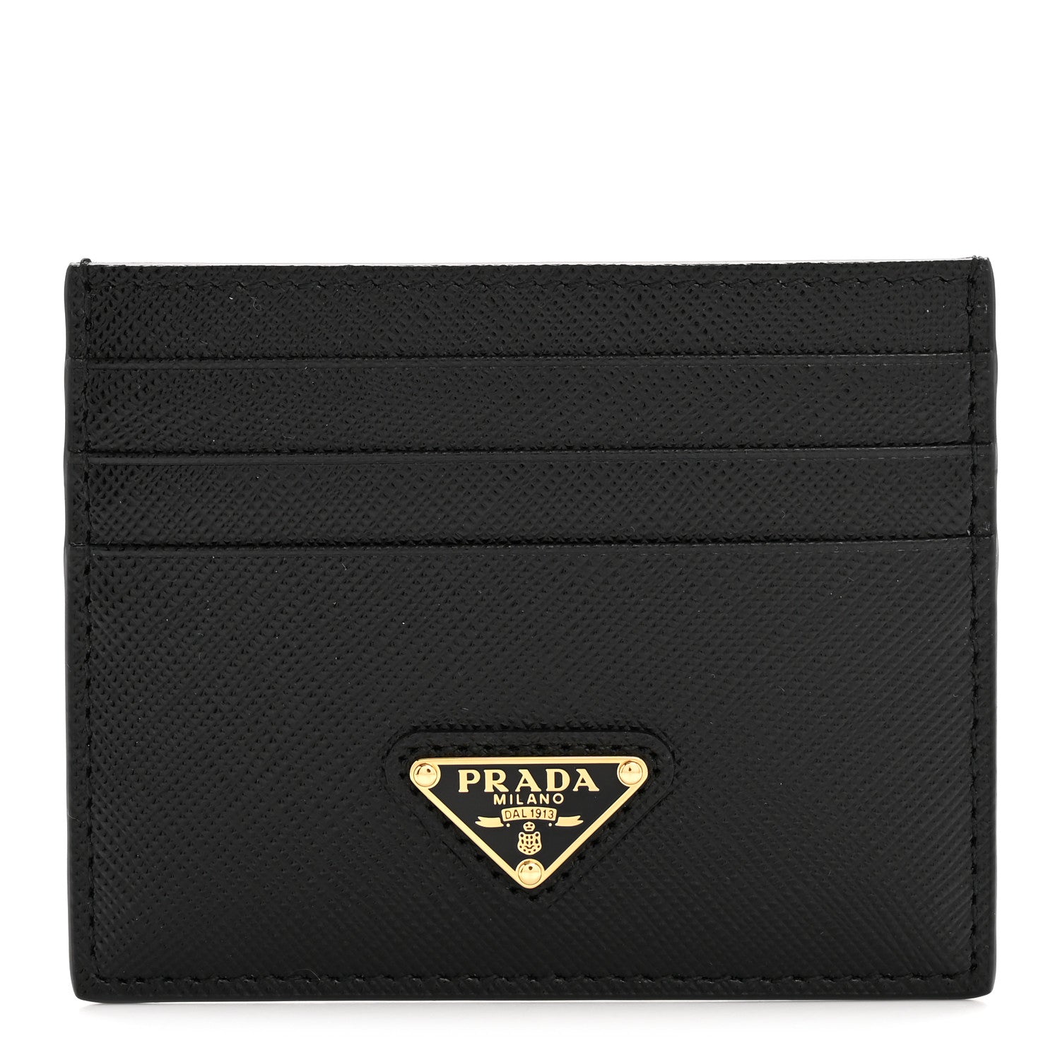 Prada Saffiano Triangle Card Case Black 1 of 7