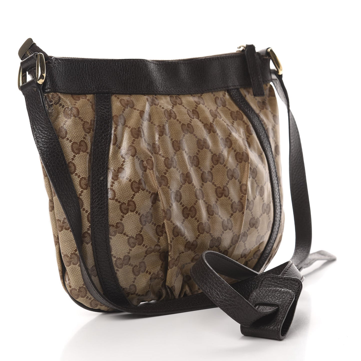Crystal Monogram Small D Gold Ring Messenger Dark Brown