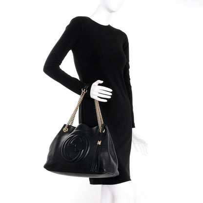 Gucci Pebbled Calfskin Medium Soho Chain Shoulder Bag Black 2 of 6