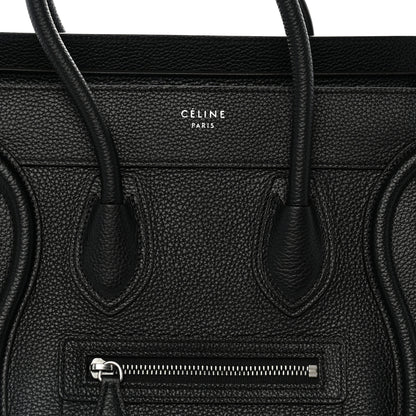 Celine Drummed Calfskin Micro Luggage Black 7 of 9