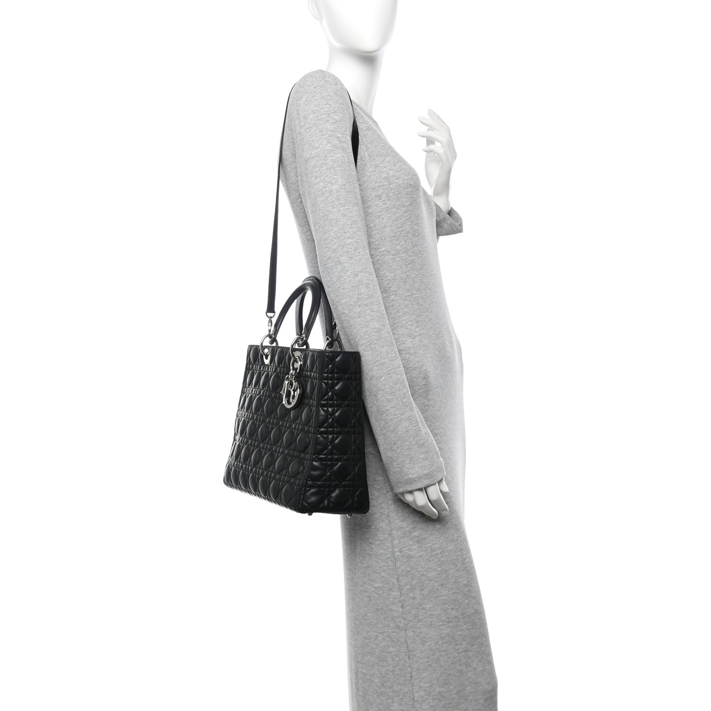 Lambskin Cannage Large Lady Dior Black