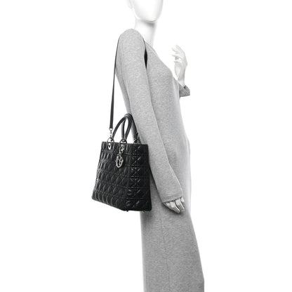 Christian Dior Lambskin Cannage Large Lady Dior Black 2 of 16
