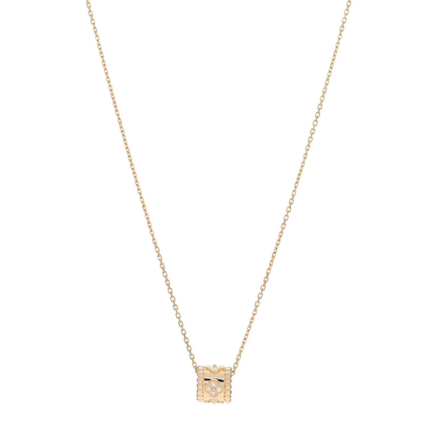 Van Cleef & Arpels 18K Yellow Gold Diamond Small Perlee Clovers Pendant Necklace 1 of 4
