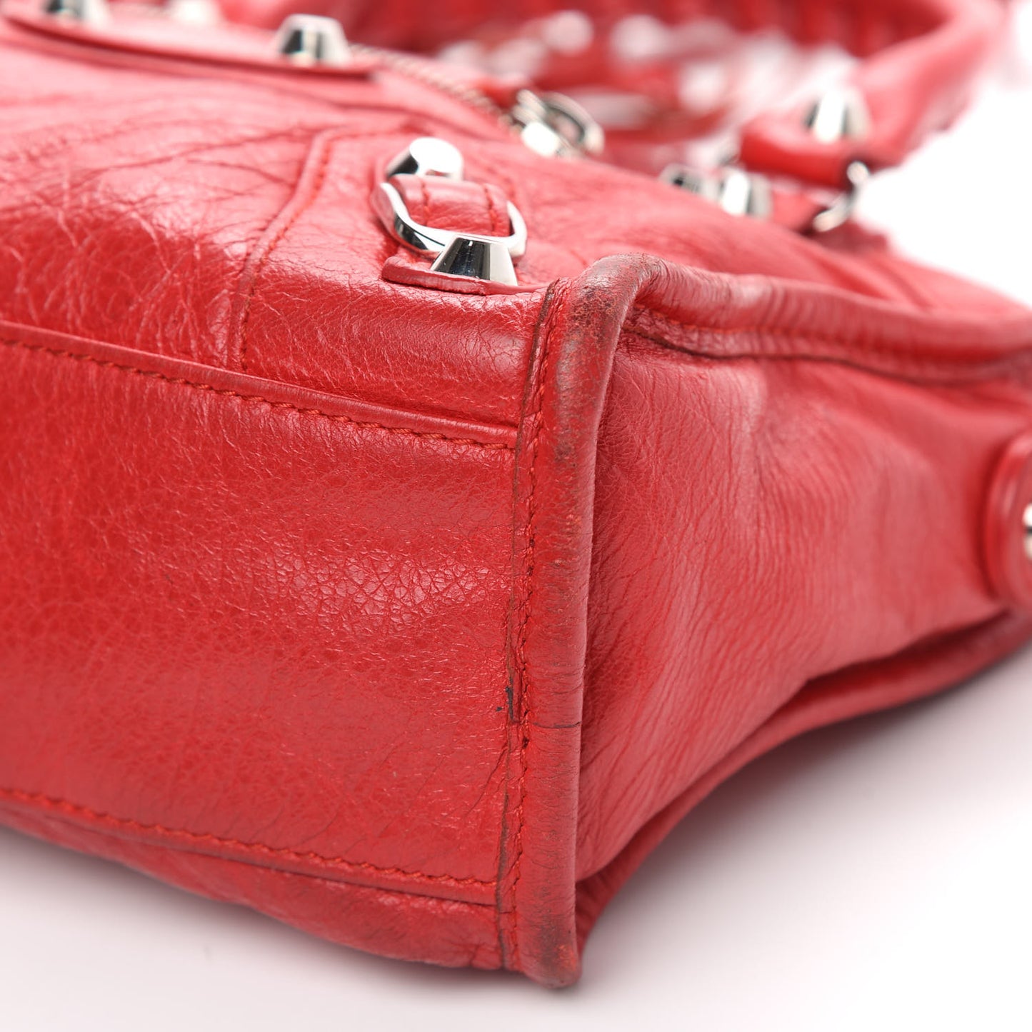 Agneau Classic Silver Hardware Mini City Logo Strap Rouge Cardinal Black