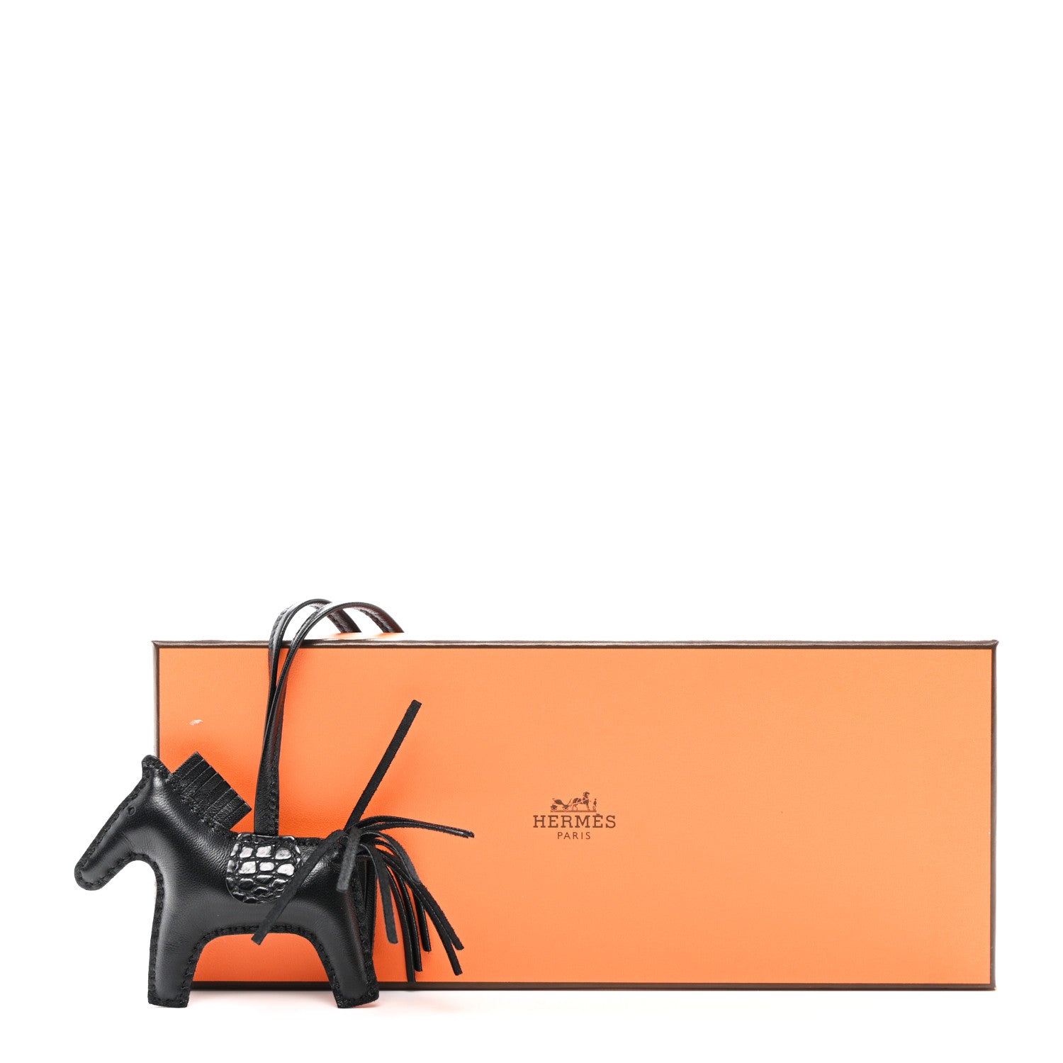 Hermes Milo Lambskin Matte Alligator Touch Grigri Rodeo Horse Bag Charm PM So Black 5 of 5