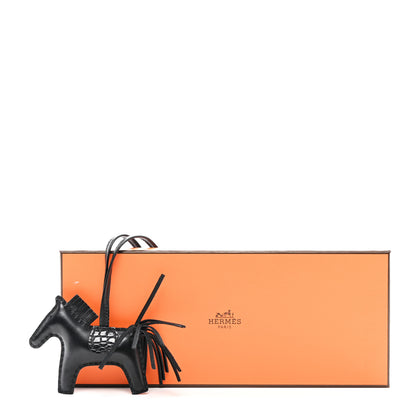 Hermes Milo Lambskin Matte Alligator Touch Grigri Rodeo Horse Bag Charm PM So Black 5 of 5