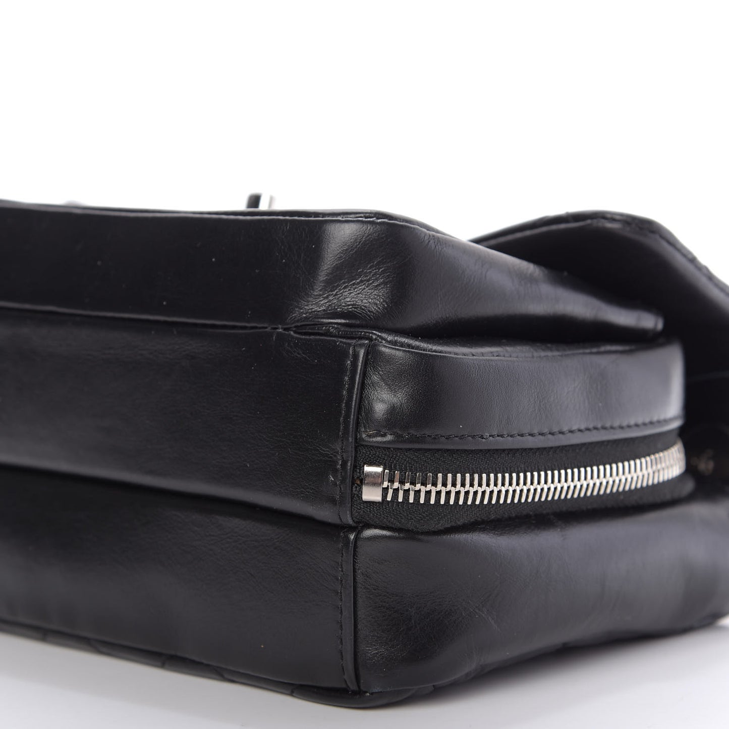 Aged Calfskin Quilted Express Zip Around Flap Black