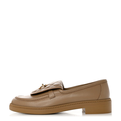Chanel Lambskin Quilted CC Turnlock Loafers 38.5 Beige 1 of 8