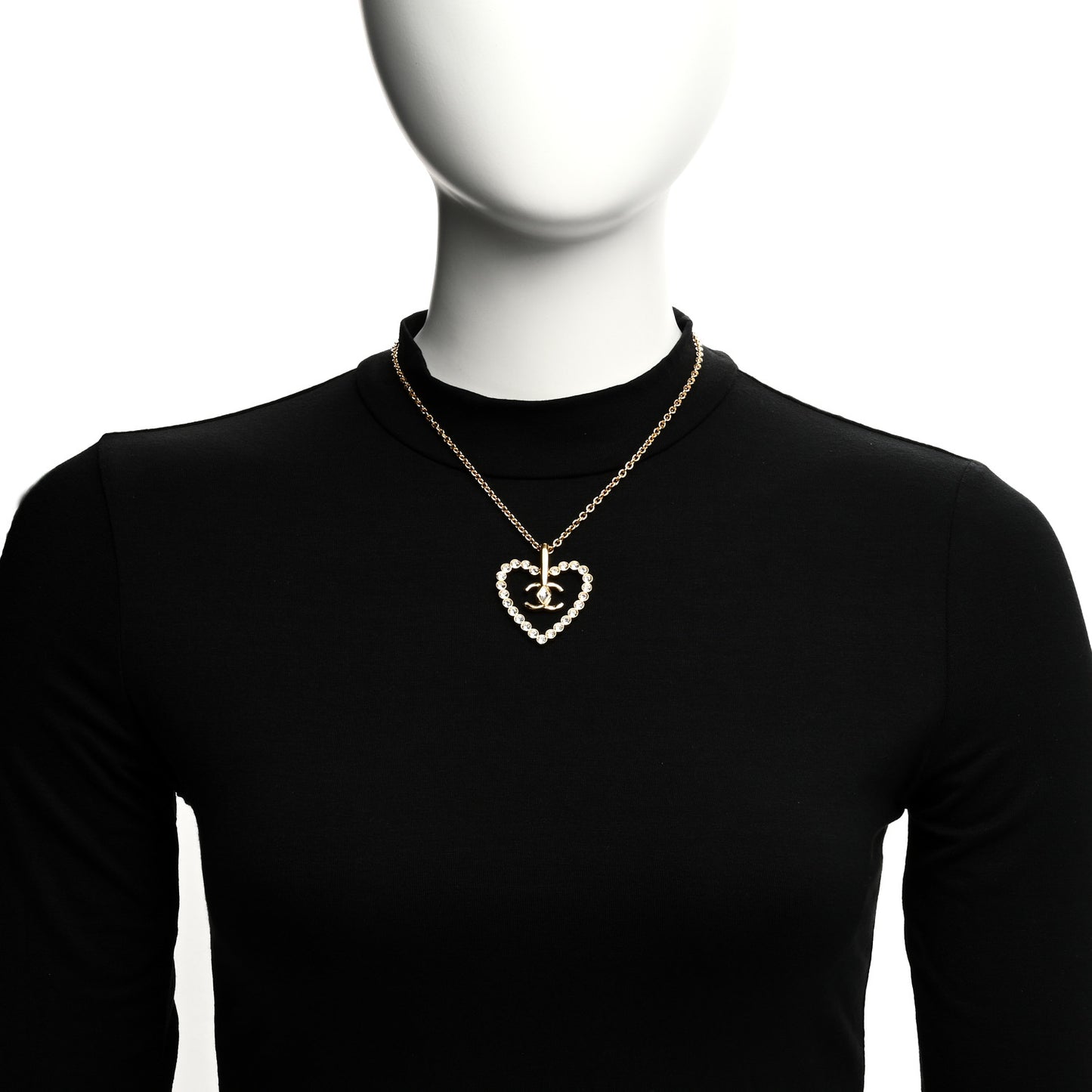 Crystal CC Heart Necklace Gold